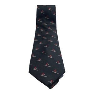 Tommy Hilfiger Neck Tie Ski Print‎ 100% Silk Black Men